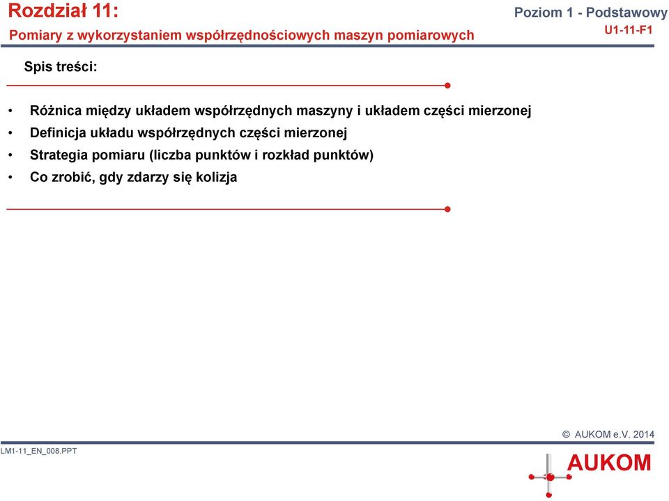 mierzonej Definicja układu współrzędnych części mierzonej Strategia pomiaru