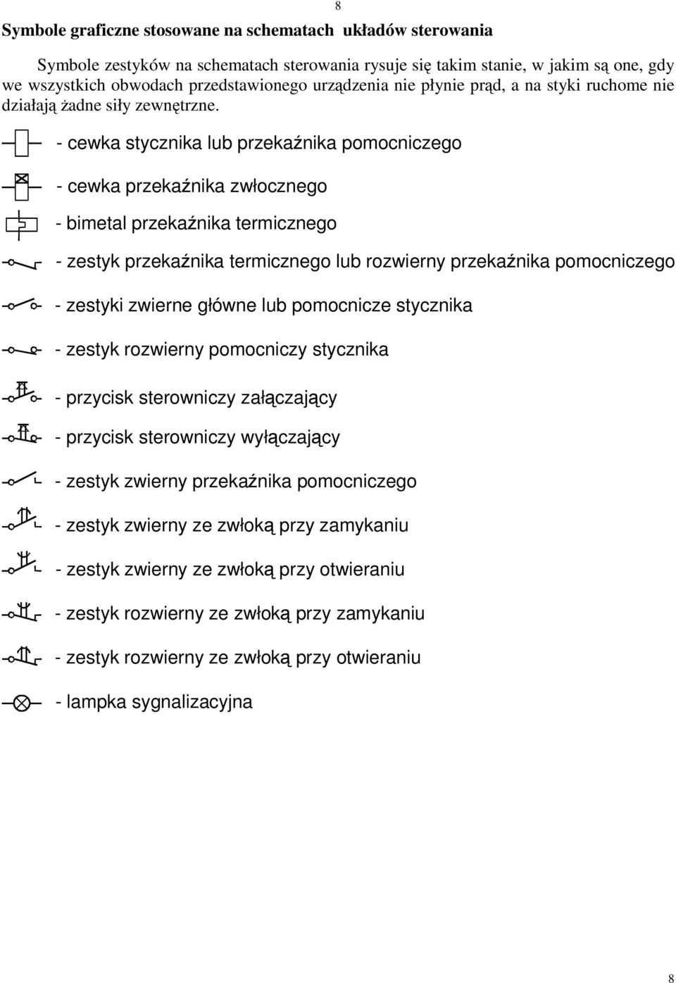 - cewka stycznika lub przekanika pomocniczego - cewka przekanika zwłocznego - bimetal przekanika termicznego - zestyk przekanika termicznego lub rozwierny przekanika pomocniczego - zestyki zwierne