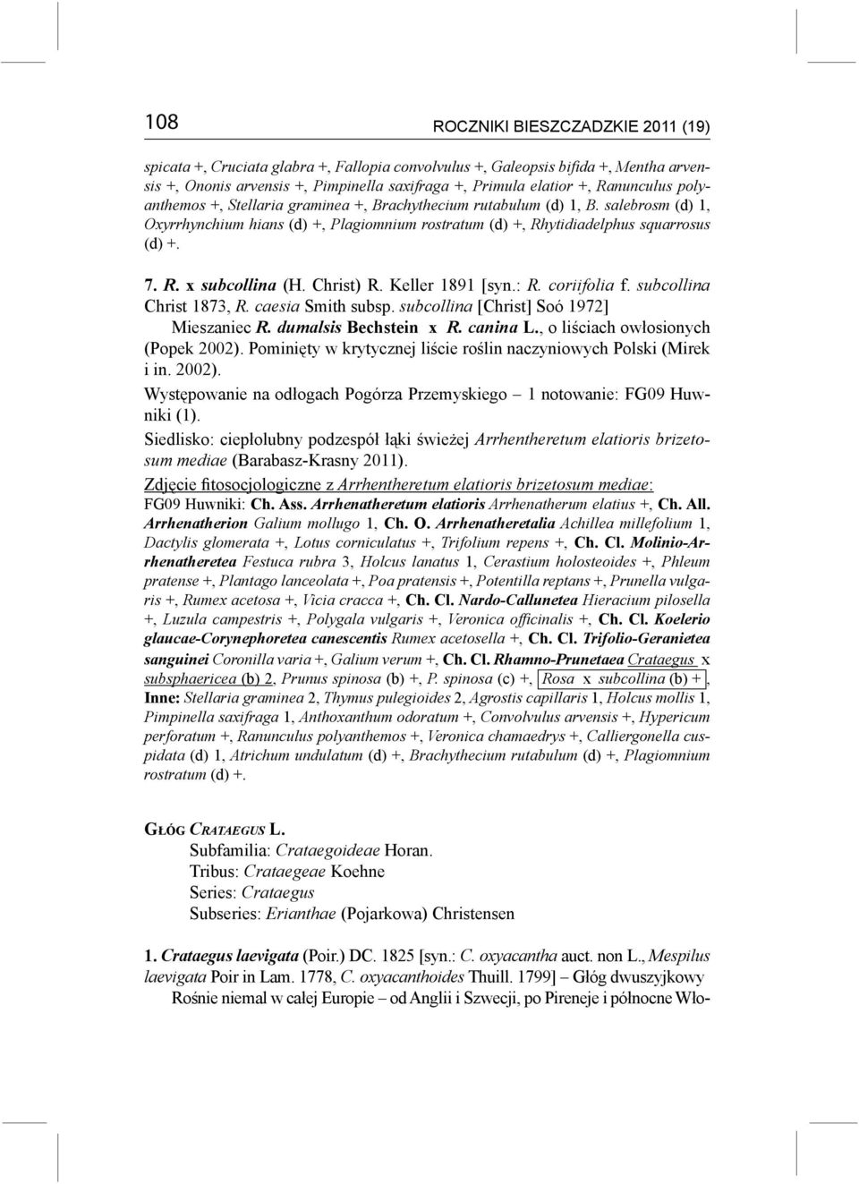 Christ) R. Keller 1891 [syn.: R. coriifolia f. subcollina Christ 1873, R. caesia Smith subsp. subcollina [Christ] Soó 1972] Mieszaniec R. dumalsis Bechstein x R. canina L.