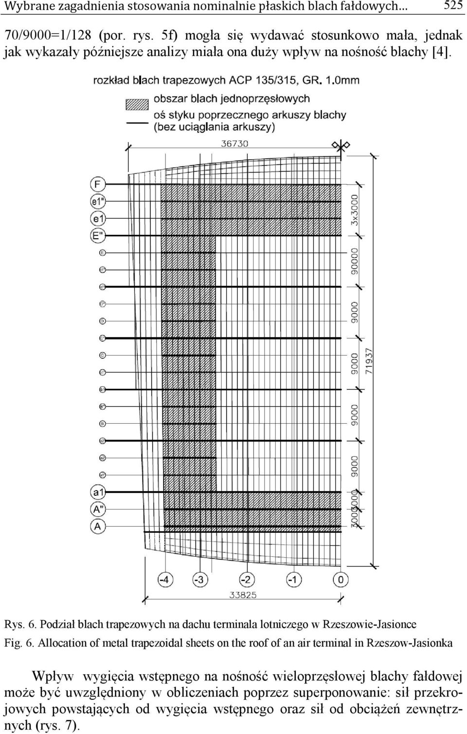 Podział blach trapezowych na dachu terminala lotniczego w Rzeszowie-Jasionce Fig. 6.