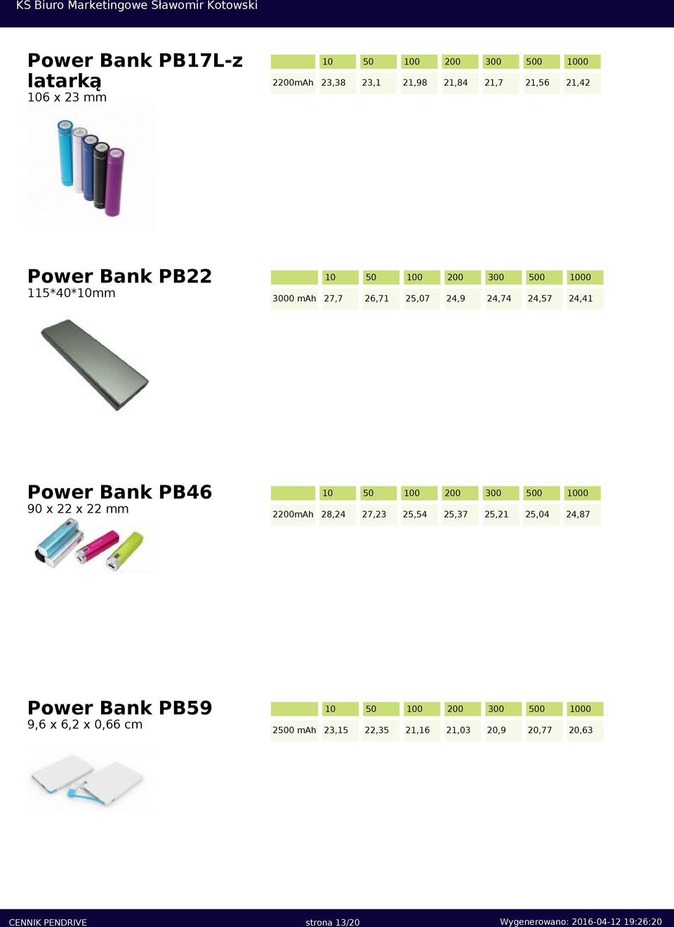 200 300 0 2200mAh 28,24 27,23 25,54 25,37 25,21 25,04 24,87 Power Bank PB59 9,6 x 6,2 x 0,66 cm 200 300 0