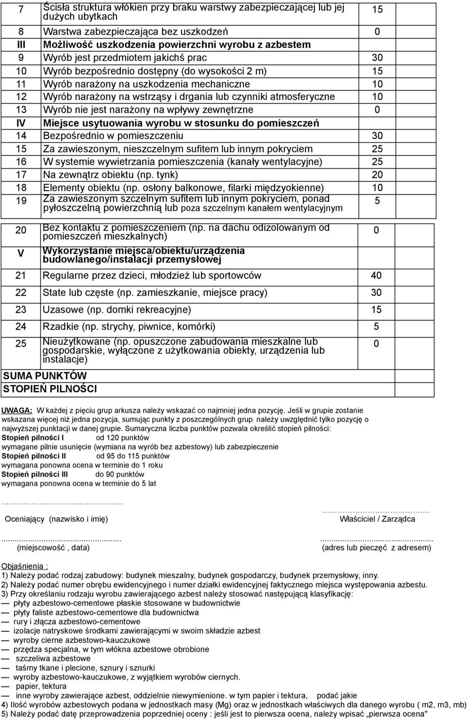 13 Wyrób nie jest narażony na wpływy zewnętrzne 0 IV Miejsce usytuowania wyrobu w stosunku do pomieszczeń 14 Bezpośrednio w pomieszczeniu 30 15 Za zawieszonym, nieszczelnym sufitem lub innym
