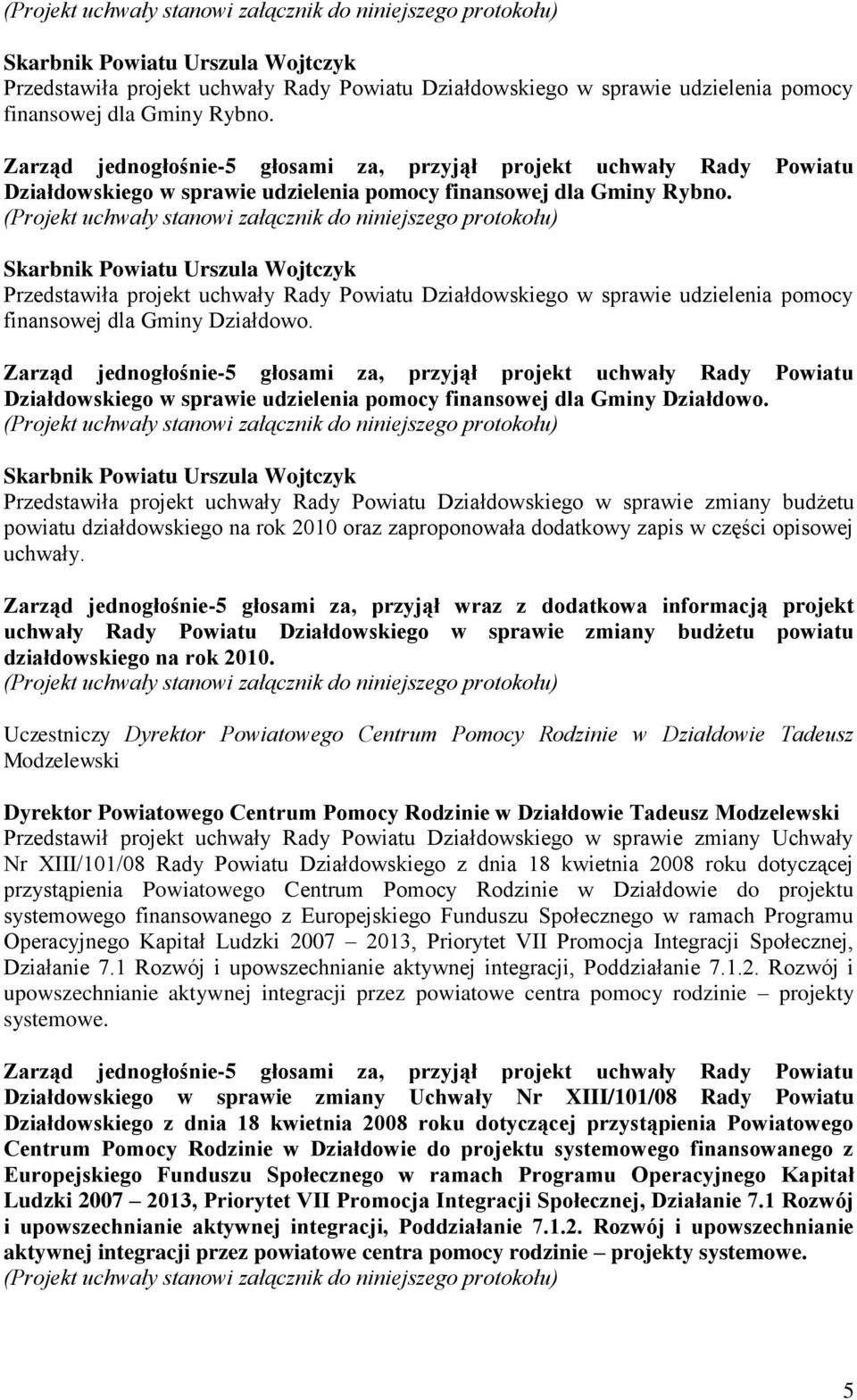 Działdowskiego w sprawie udzielenia pomocy finansowej dla Gminy Działdowo.