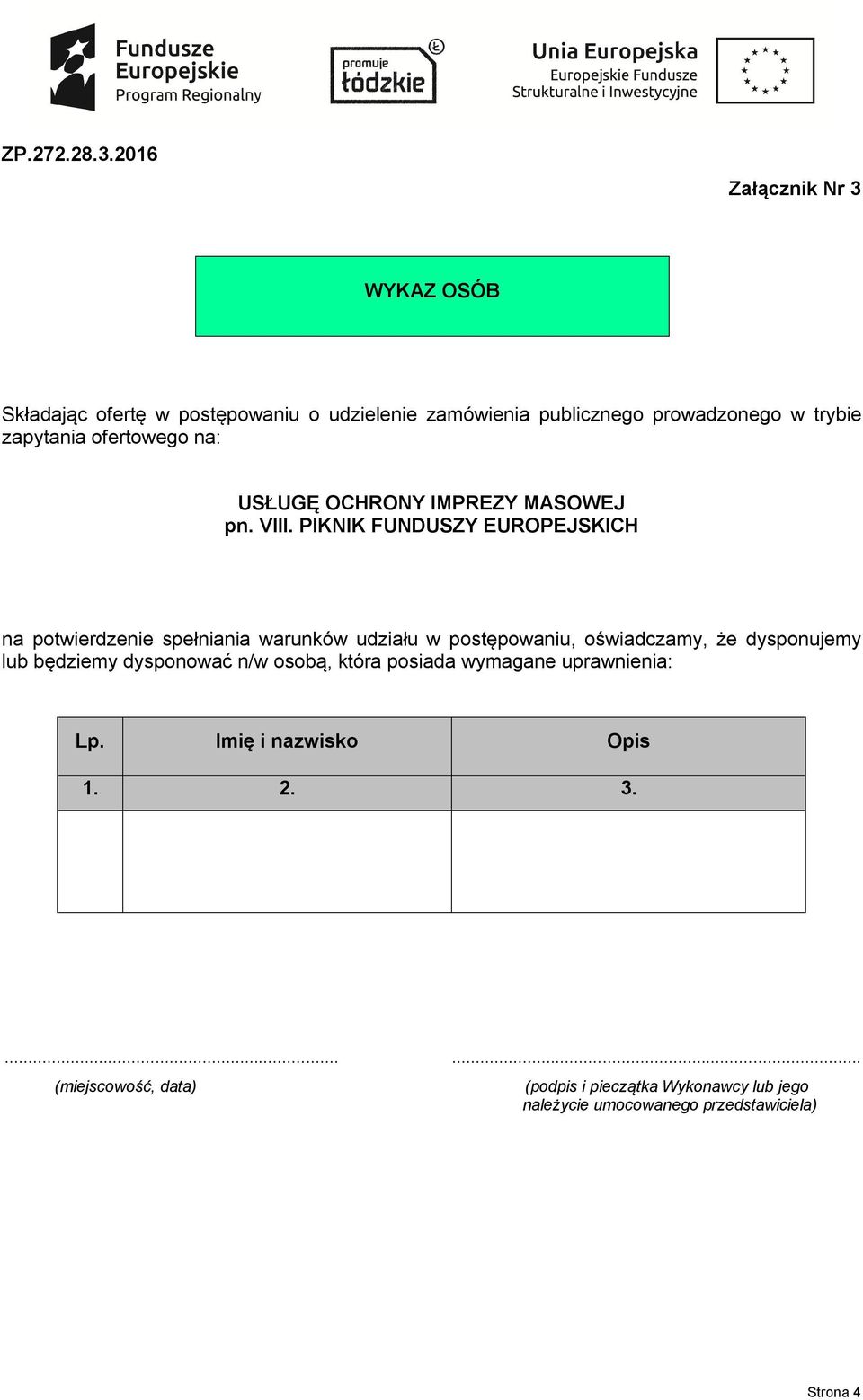 zapytania ofertowego na: pn. VIII.