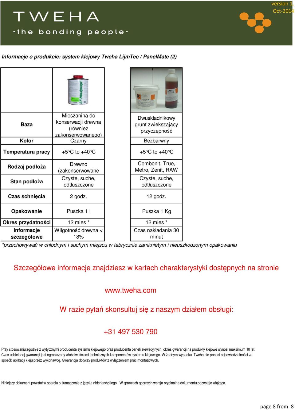 Dwuskładnikowy grunt zwiększający przyczepność Bezbarwny +5 C to +40 C Cembonit, True, Metro, Zenit, RAW Czyste, suche, odtłuszczone 12 godz.