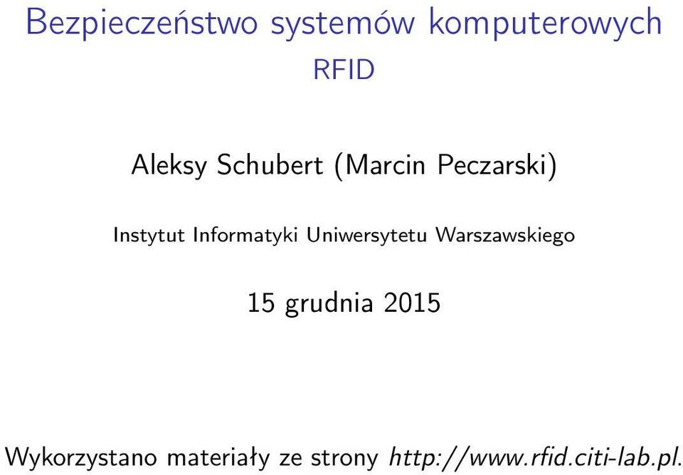 Uniwersytetu Warszawskiego 15 grudnia 2015