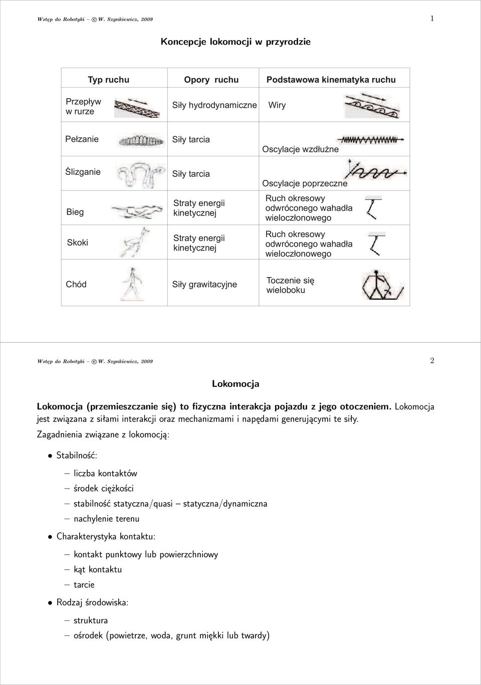 Straty energii kinetycznej Straty energii kinetycznej Oscylacje wzd³u ne Oscylacje poprzeczne Ruch okresowy odwróconego wahad³a wielocz³onowego Ruch okresowy odwróconego wahad³a wielocz³onowego Chód