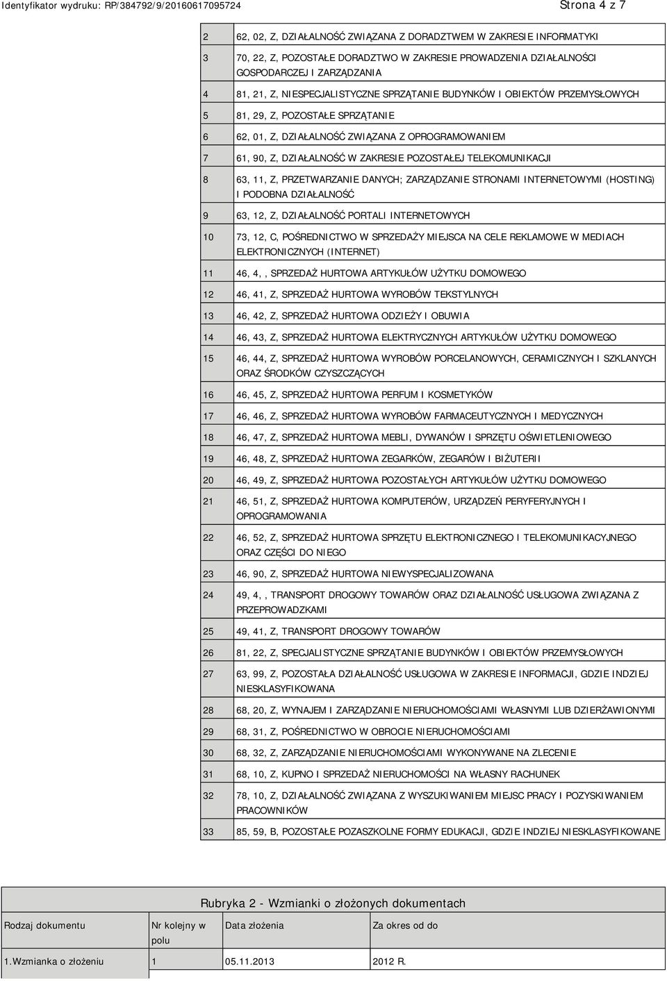 TELEKOMUNIKACJI 8 63, 11, Z, PRZETWARZANIE DANYCH; ZARZĄDZANIE STRONAMI INTERNETOWYMI (HOSTING) I PODOBNA DZIAŁALNOŚĆ 9 63, 12, Z, DZIAŁALNOŚĆ PORTALI INTERNETOWYCH 10 73, 12, C, POŚREDNICTWO W