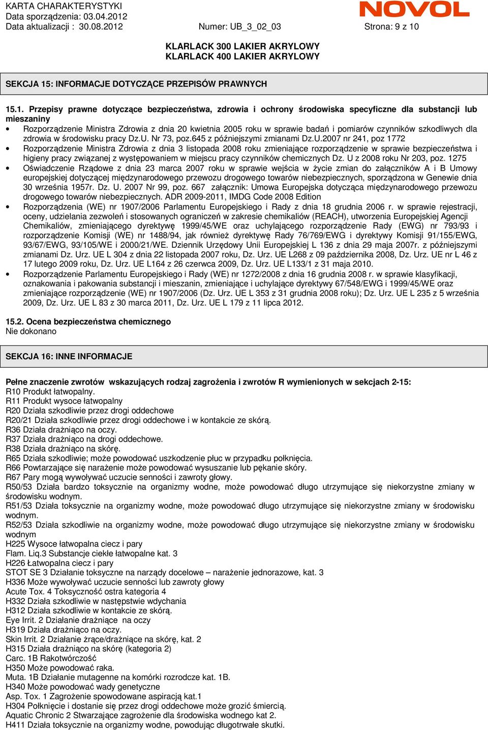 SEKCJA 15