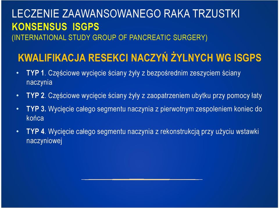 Częściowe wycięcie ściany żyły z zaopatrzeniem ubytku przy pomocy łaty TYP 3.