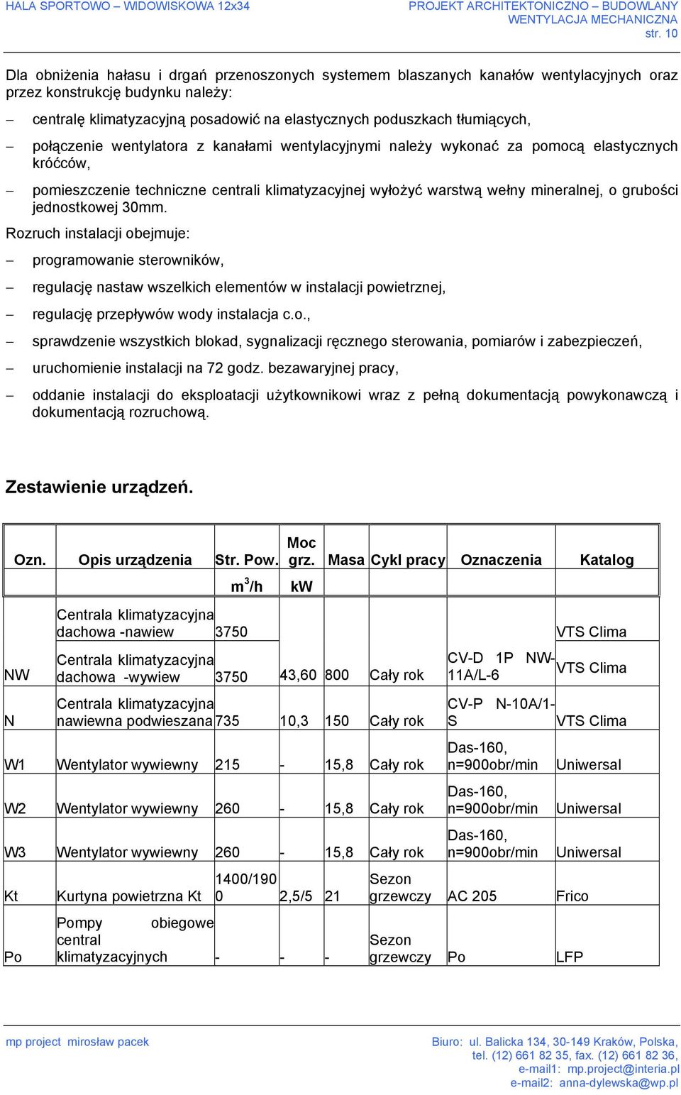 grubości jednostkowej 30mm. Rozruch instalacji obejmuje: programowanie sterowników, regulację nastaw wszelkich elementów w instalacji powietrznej, regulację przepływów wody instalacja c.o., sprawdzenie wszystkich blokad, sygnalizacji ręcznego sterowania, pomiarów i zabezpieczeń, uruchomienie instalacji na 72 godz.