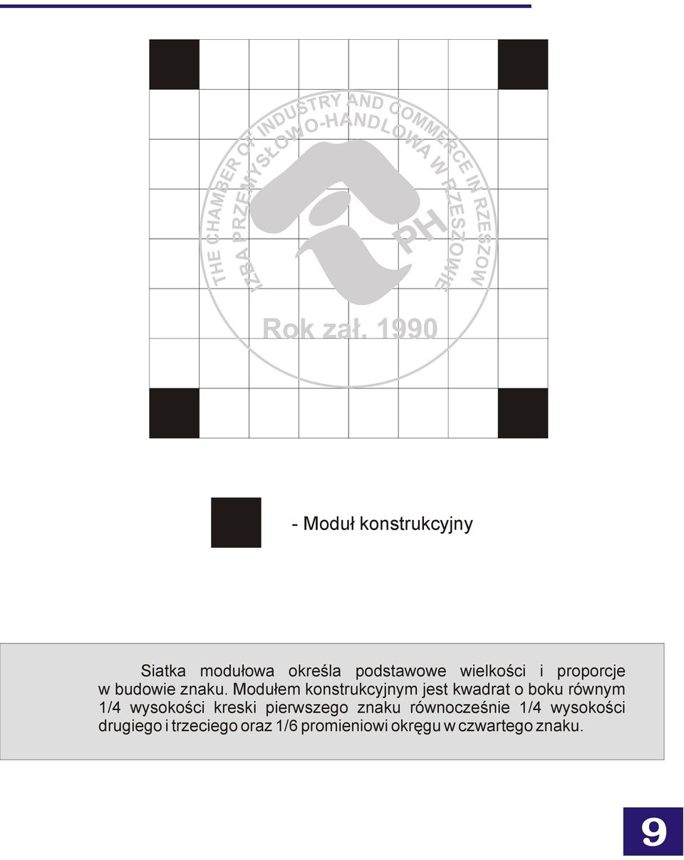 Modułem konstrukcyjnym jest kwadrat o boku równym 1/4 wysokości