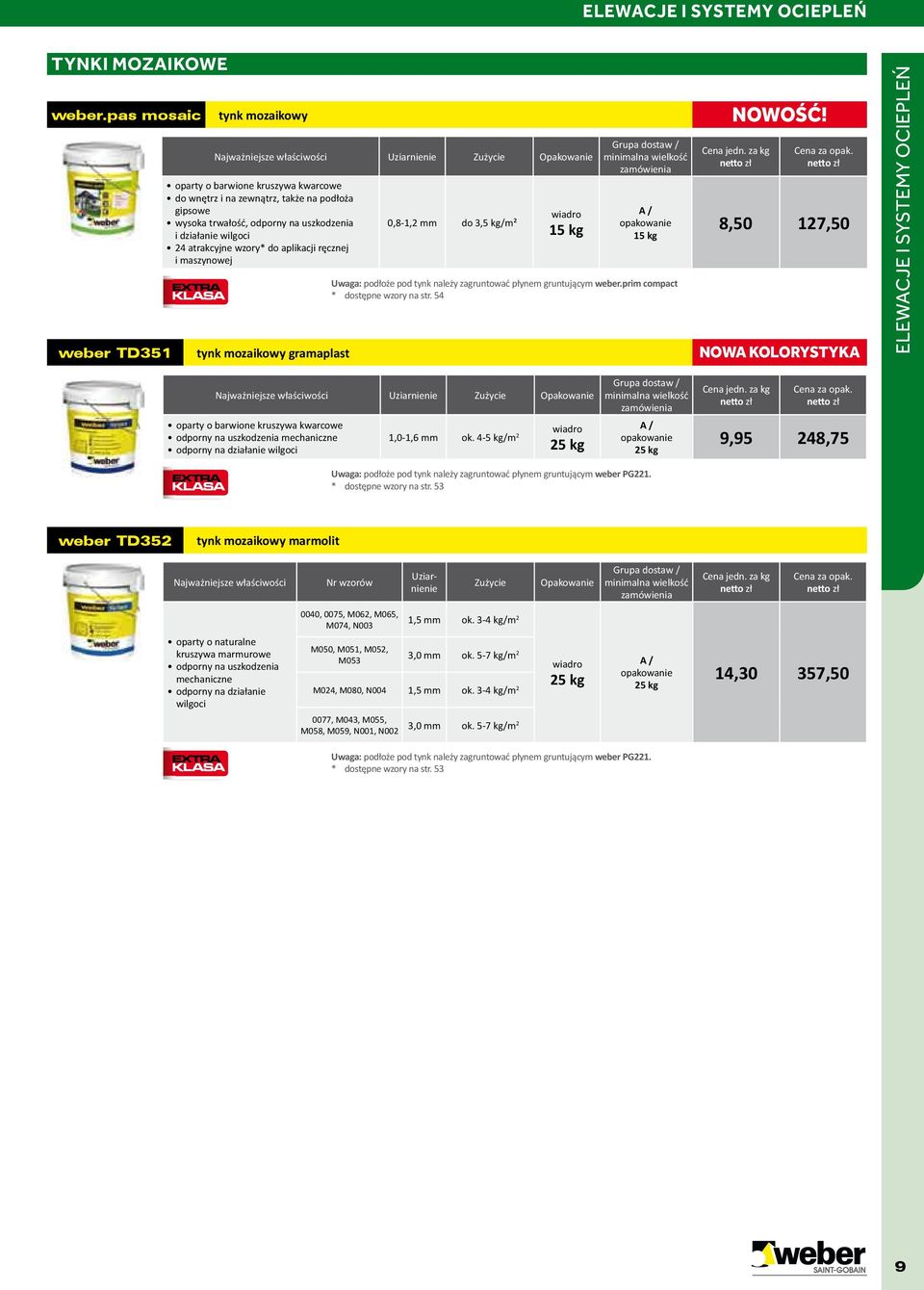 wilgoci 24 atrakcyjne wzory* do aplikacji ręcznej i maszynowej tynk mozaikowy gramaplast 0,8-1,2 mm do 3,5 kg/m² wiadro 15 kg A / 15 kg Uwaga: podłoże pod tynk należy zagruntować płynem gruntującym