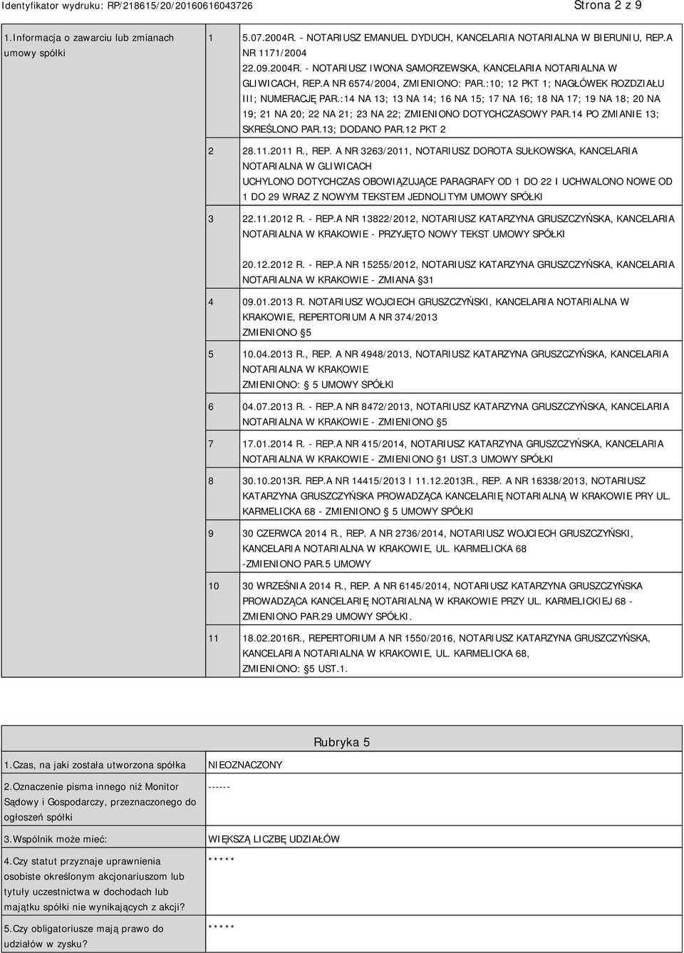 :14 NA 13; 13 NA 14; 16 NA 15; 17 NA 16; 18 NA 17; 19 NA 18; 20 NA 19; 21 NA 20; 22 NA 21; 23 NA 22; ZMIENIONO DOTYCHCZASOWY PAR.14 PO ZMIA 13; SKREŚLONO PAR.13; DODANO PAR.12 PKT 2 2 28.11.2011 R.