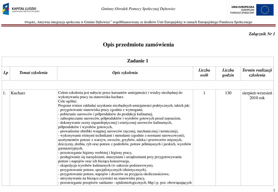 Cele ogólne: Program winien zakładać uzyskanie niezbędnych umiejętności praktycznych, takich jak: - przygotowanie stanowiska pracy zgodnie z wymogami, - pobieranie surowców i półproduktów do