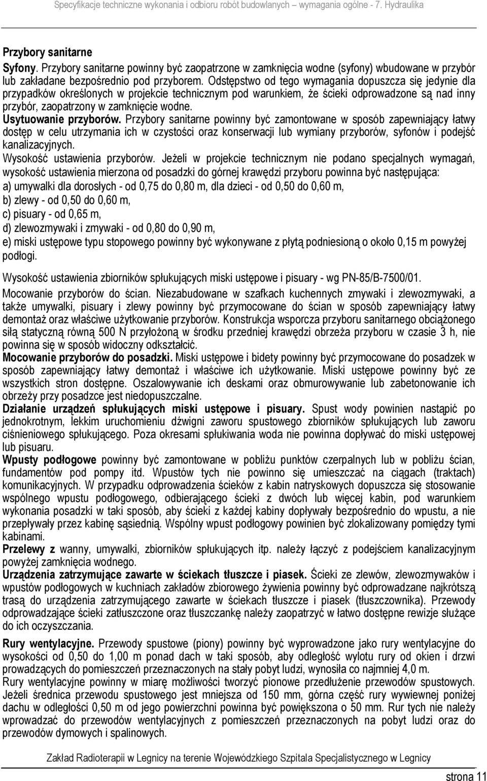 Usytuowanie przyborów.