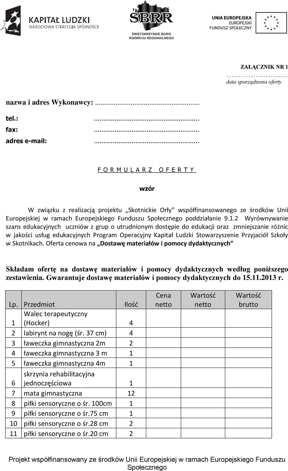 2 Wyrównywanie szans edukacyjnych uczniów z grup o utrudnionym dostępie do edukacji oraz zmniejszanie różnic w jakości usług edukacyjnych Program Operacyjny Kapitał Ludzki Stowarzyszenie Przyjaciół