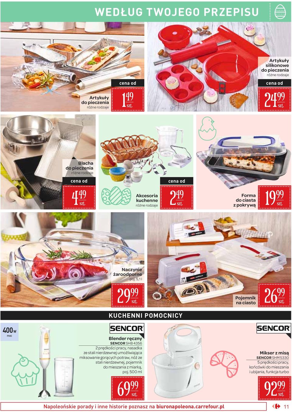 5,1 l 9 Pojemnik na ciasto 6 KUCHENNI POMOCNICY 400 W moc Blender ręczny SENCOR SHB 4356 prędkości pracy, nasadka ze stali nierdzewnej umożliwiająca
