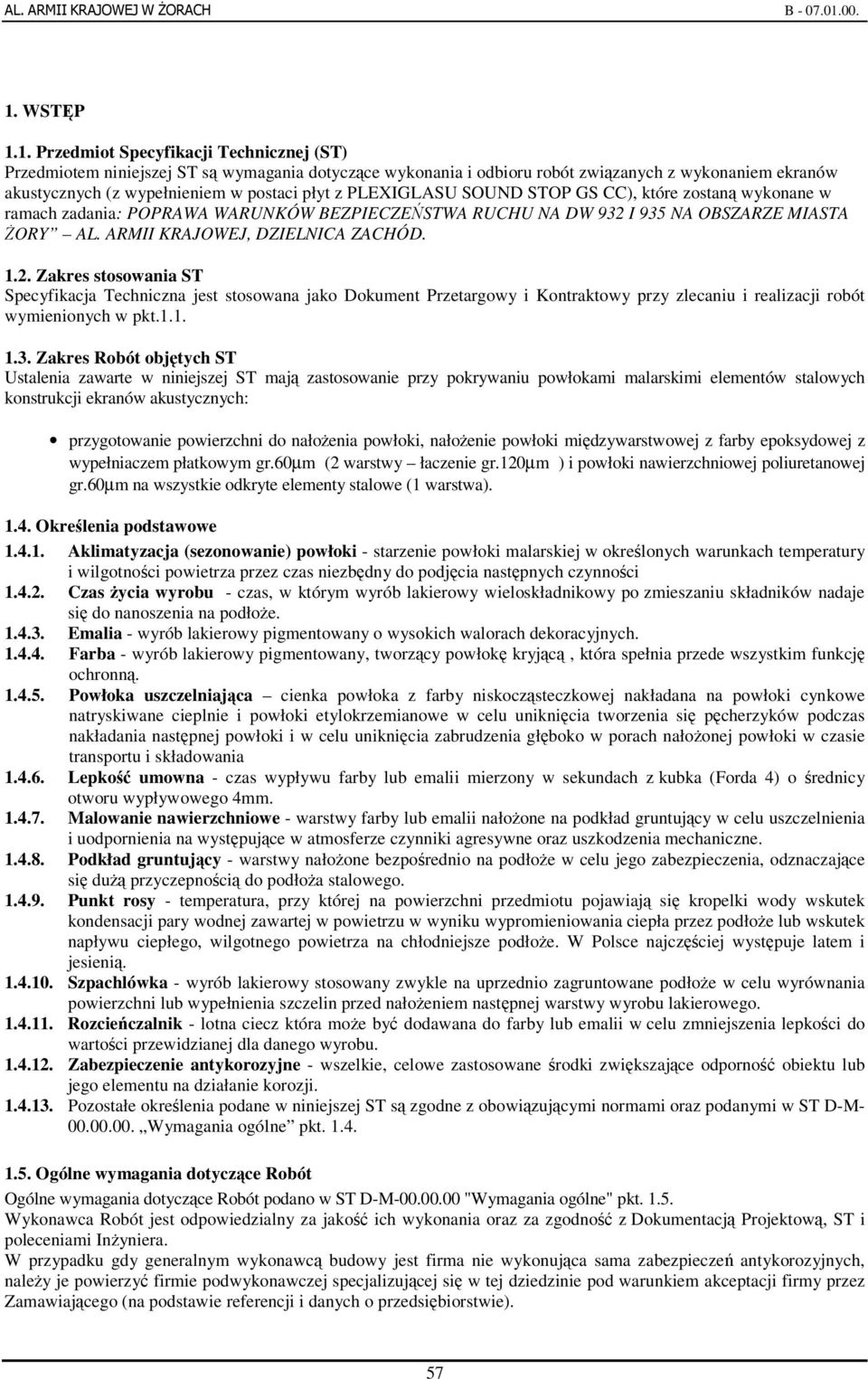 I 935 NA OBSZARZE MIASTA ORY AL. ARMII KRAJOWEJ, DZIELNICA ZACHÓD. 1.2.
