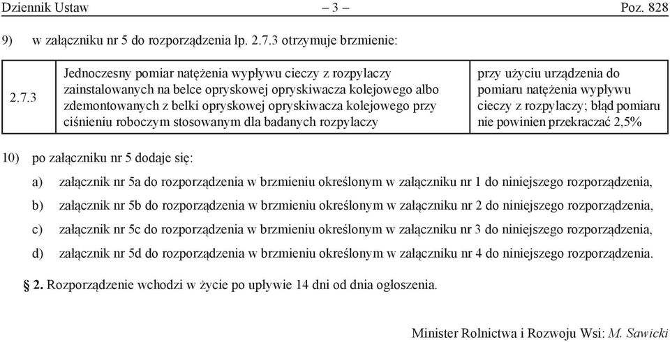 3 Jednoczesny pomiar natężenia wypływu cieczy z rozpylaczy zainstalowanych na belce opryskowej opryskiwacza kolejowego albo zdemontowanych z belki opryskowej opryskiwacza kolejowego przy ciśnieniu