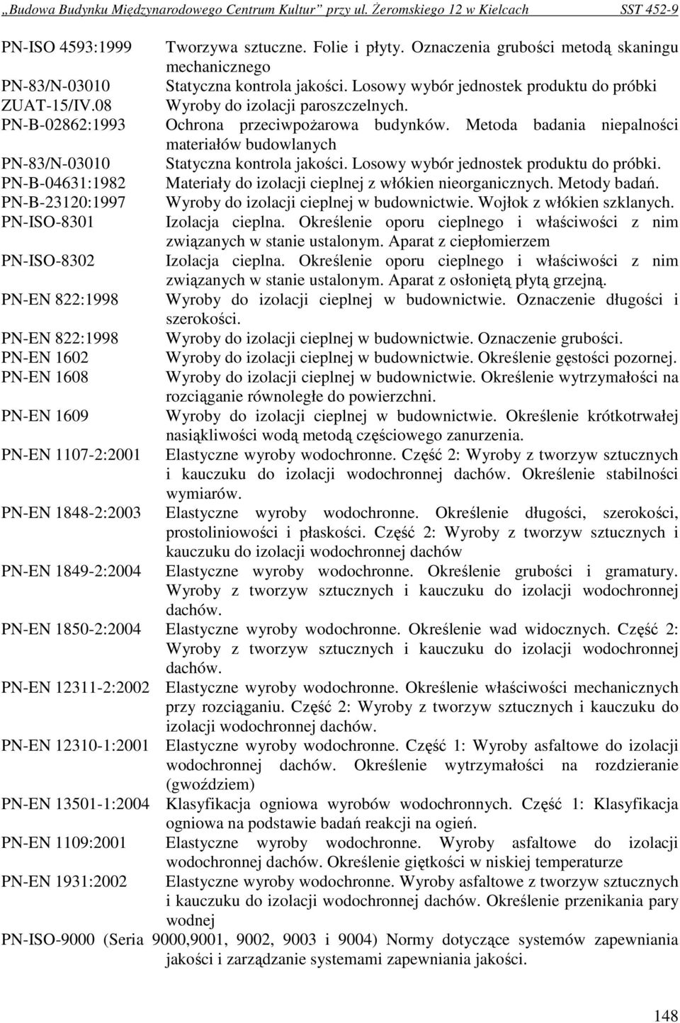 1849-2:2004 Tworzywa sztuczne. Folie i płyty. Oznaczenia grubości metodą skaningu mechanicznego Statyczna kontrola jakości. Losowy wybór jednostek produktu do próbki Wyroby do izolacji paroszczelnych.