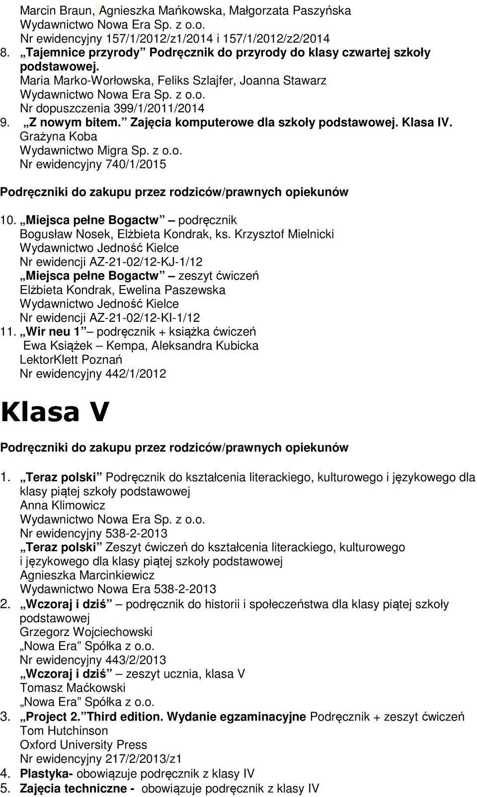Miejsca pełne Bogactw podręcznik Bogusław Nosek, Elżbieta Kondrak, ks.