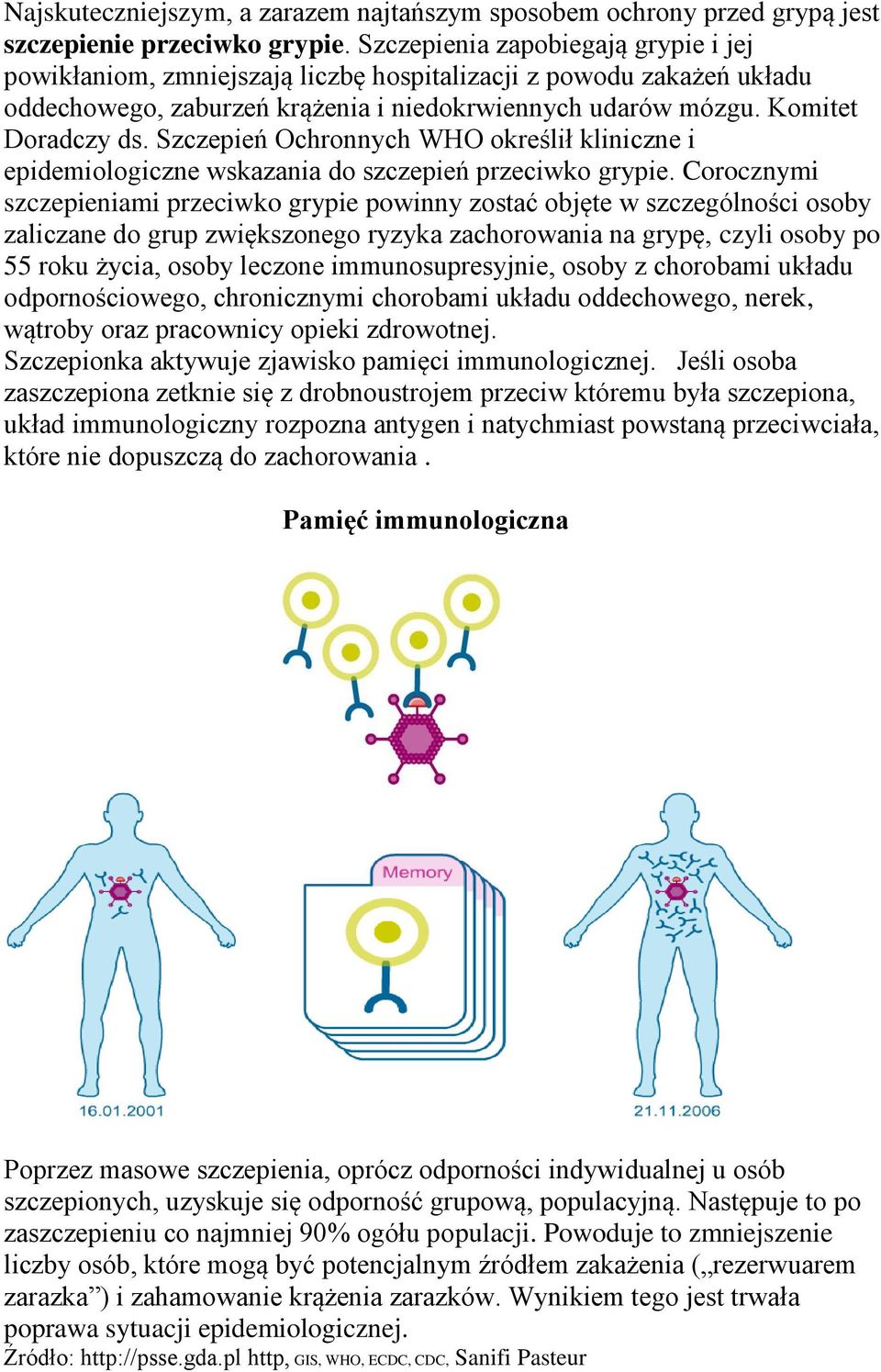 Szczepień Ochronnych WHO określił kliniczne i epidemiologiczne wskazania do szczepień przeciwko grypie.
