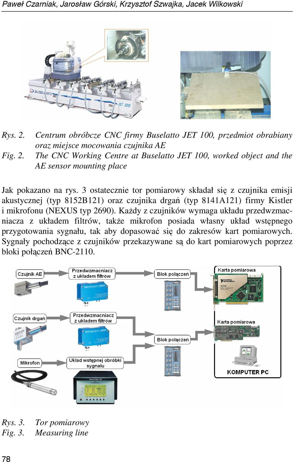 Centrum obróbcze CNC firmy Buselatto JET 100, przedmiot obrabiany oraz miejsce mocowania czujnika AE The CNC Working Centre at Buselatto JET 100, worked object and the AE sensor mounting place Jak