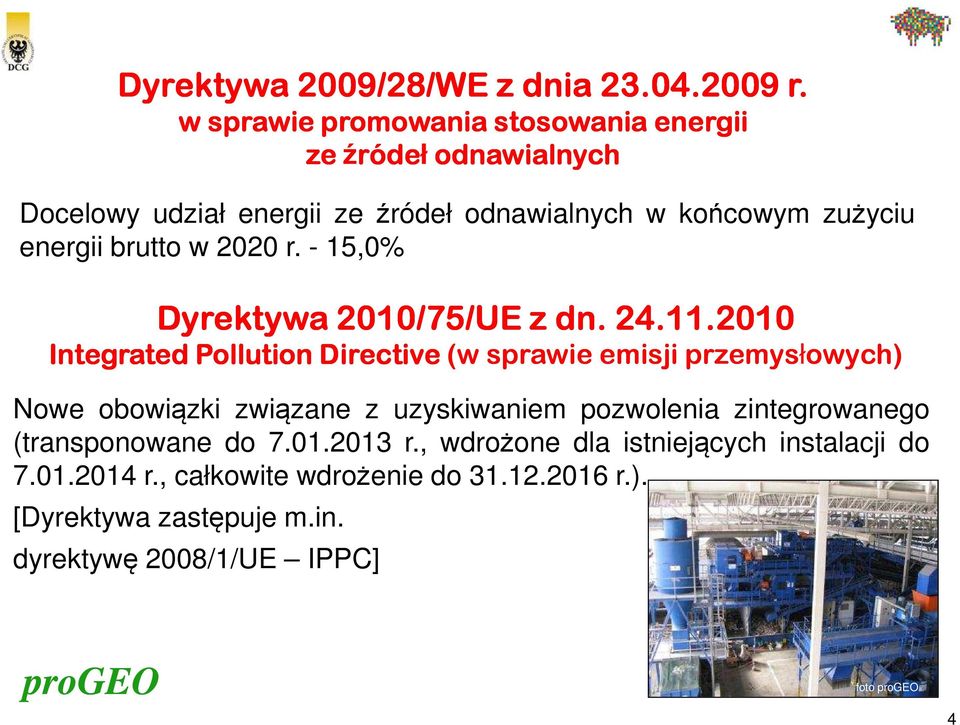 energii brutto w 2020 r. - 15,0% Dyrektywa 2010/75/UE z dn. 24.11.