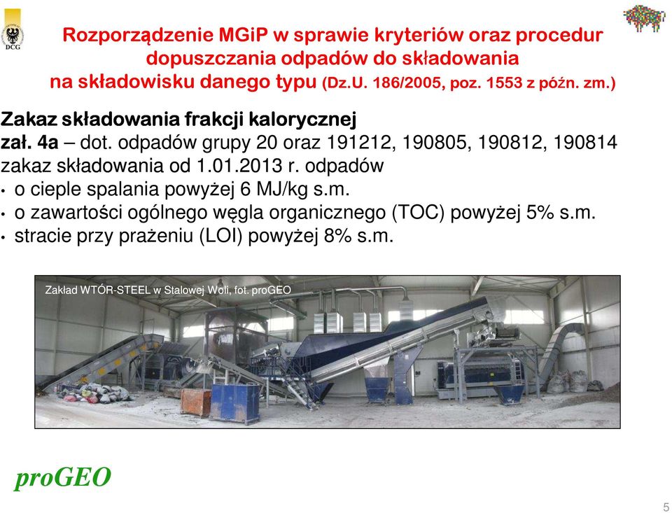 odpadów grupy 20 oraz 191212, 190805, 190812, 190814 zakaz składowania od 1.01.2013 r.