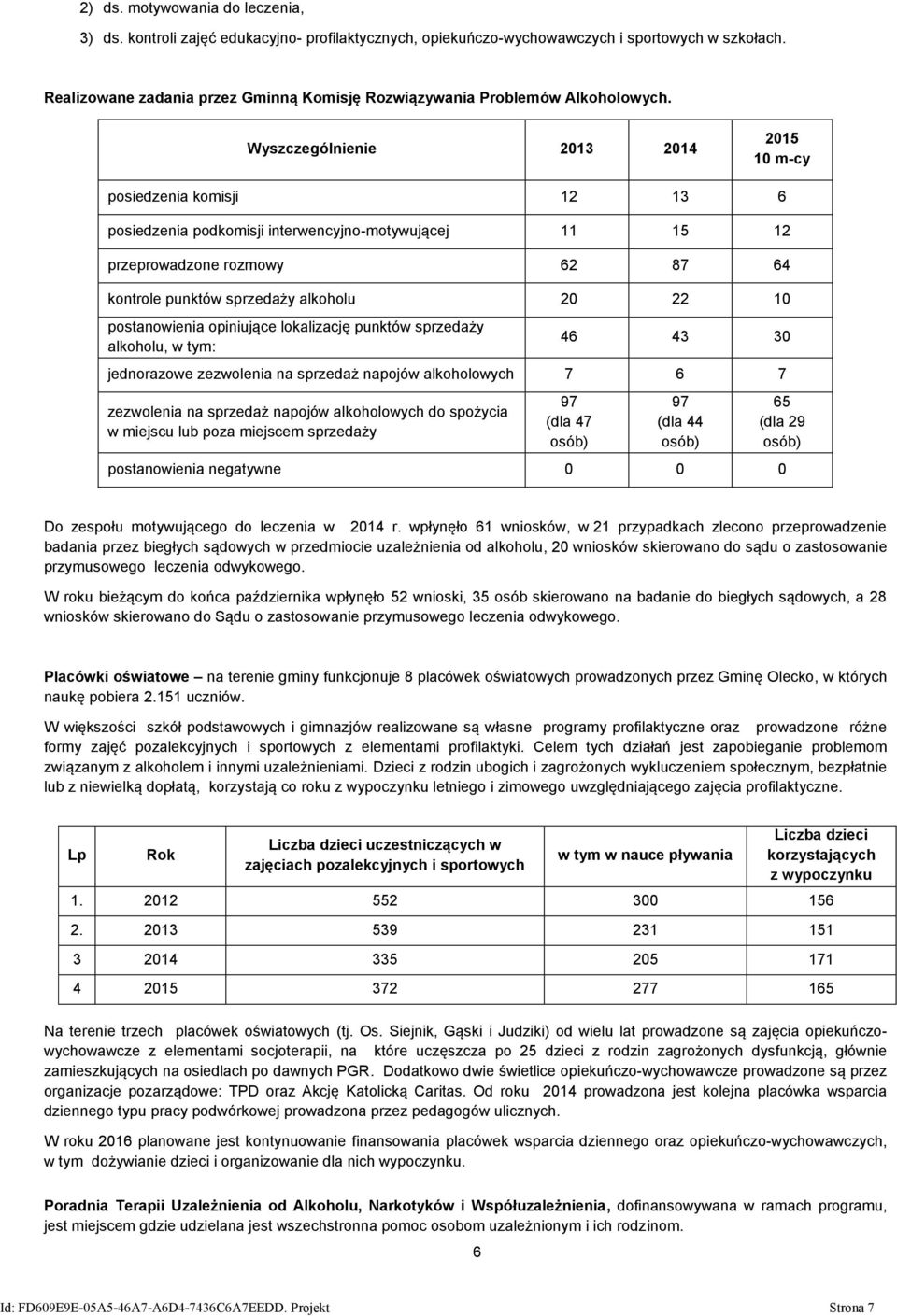 10 postanowienia opiniujące lokalizację punktów sprzedaży alkoholu, w tym: 46 43 30 jednorazowe zezwolenia na sprzedaż napojów alkoholowych 7 6 7 zezwolenia na sprzedaż napojów alkoholowych do