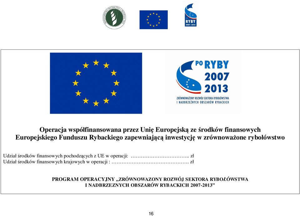 cych z UE w operacji:.. z Udzia rodków finansowych krajowych w operacji :.