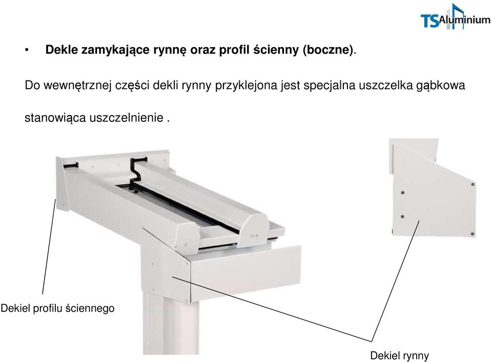 Do wewnętrznej części dekli rynny przyklejona