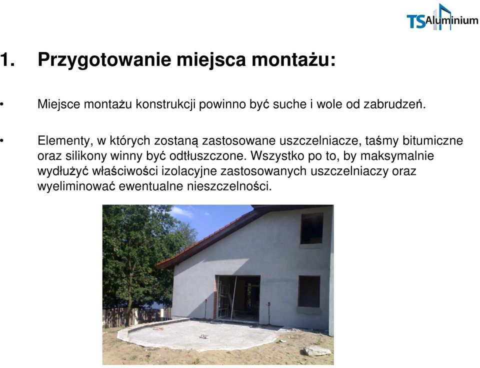 Elementy, w których zostaną zastosowane uszczelniacze, taśmy bitumiczne oraz silikony