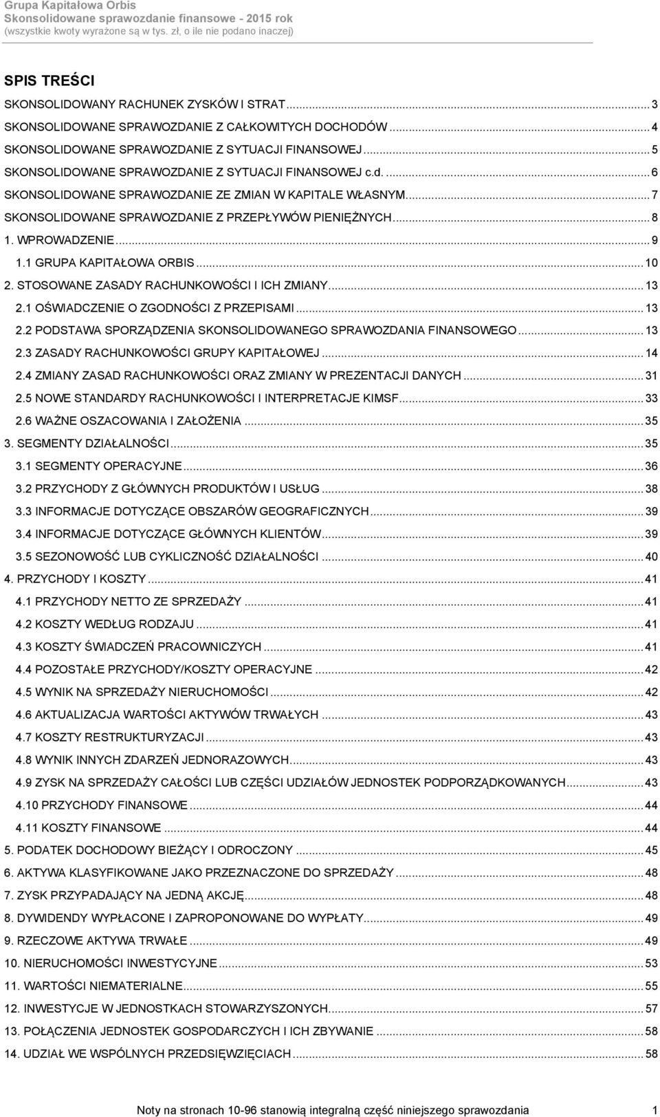 .. 9 1.1 GRUPA KAPITAŁOWA ORBIS... 10 2. STOSOWANE ZASADY RACHUNKOWOŚCI I ICH ZMIANY... 13 2.1 OŚWIADCZENIE O ZGODNOŚCI Z PRZEPISAMI... 13 2.2 PODSTAWA SPORZĄDZENIA SKONSOLIDOWANEGO SPRAWOZDANIA FINANSOWEGO.