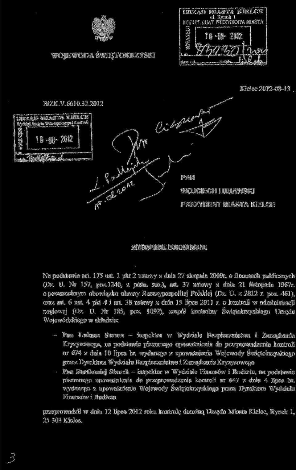 o finansach publicznych (Dz. U. Nr 157, póz.1240, z późn. zm.), art. 37 ustawy z dnia 21 listopada 1967r. o powszechnym obowiązku obrony Rzeczypospolitej Polskiej (Dz. U. z 2012 r. póz. 461), oraz art.