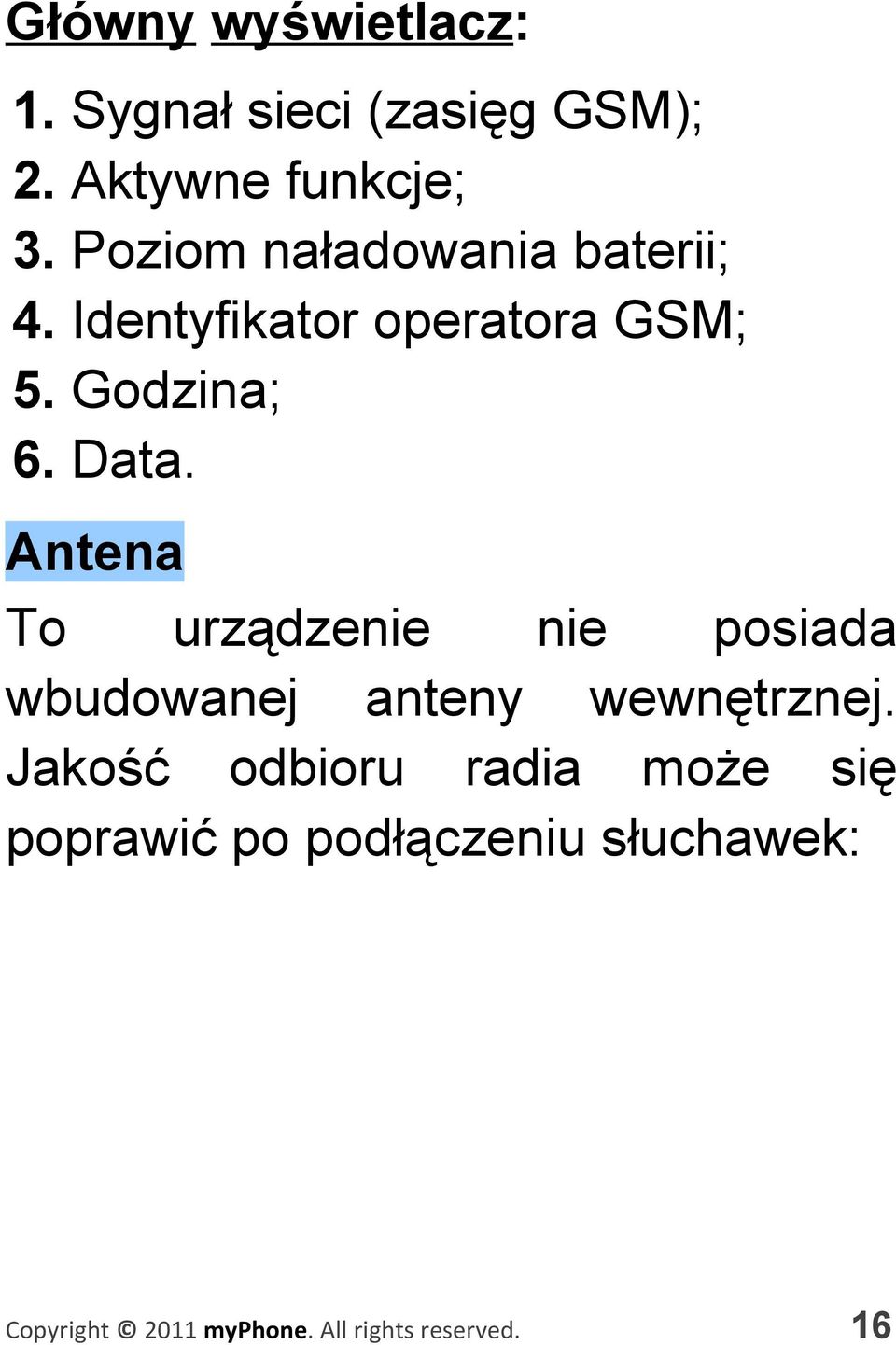 Godzina; 6. Data.