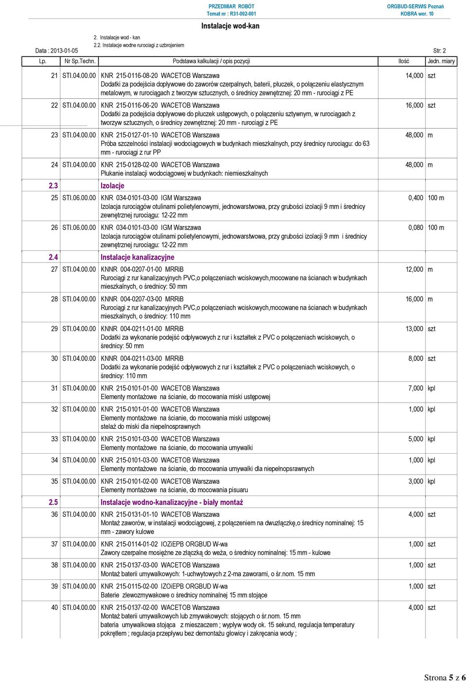 średnicy zewnętrznej: 20 mm - rurociągi z PE 22 STI.04.00.