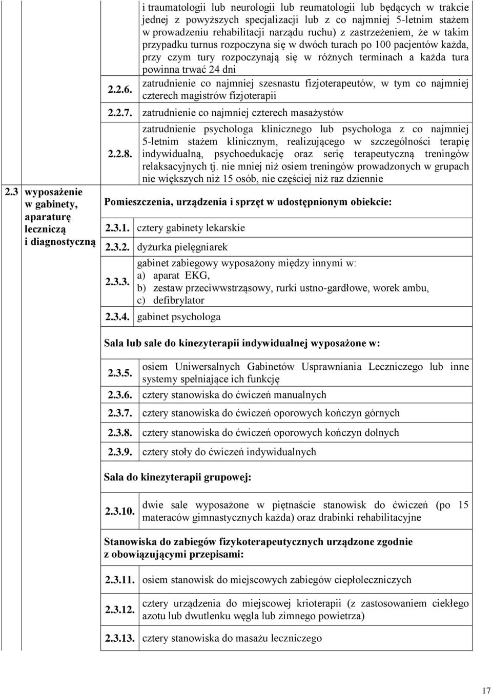 że w takim przypadku turnus rozpoczyna się w dwóch turach po 100 pacjentów każda, przy czym tury rozpoczynają się w różnych terminach a każda tura powinna trwać 24 dni zatrudnienie co najmniej