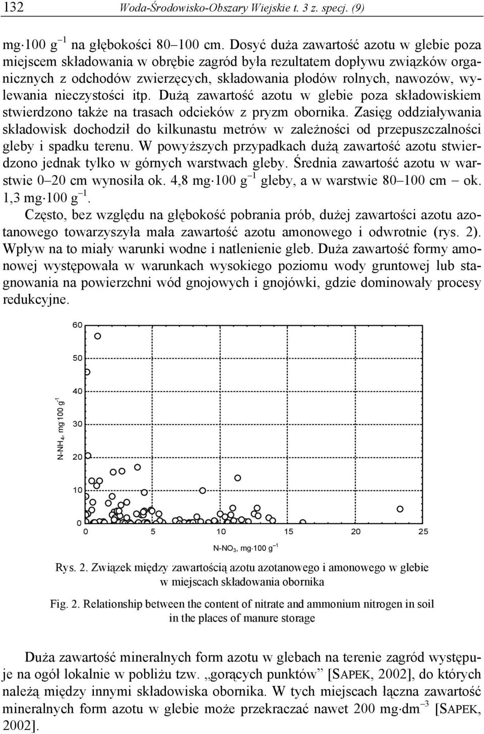 nieczystości itp. Dużą zawartość azotu w glebie poza składowiskiem stwierdzono także na trasach odcieków z pryzm obornika.