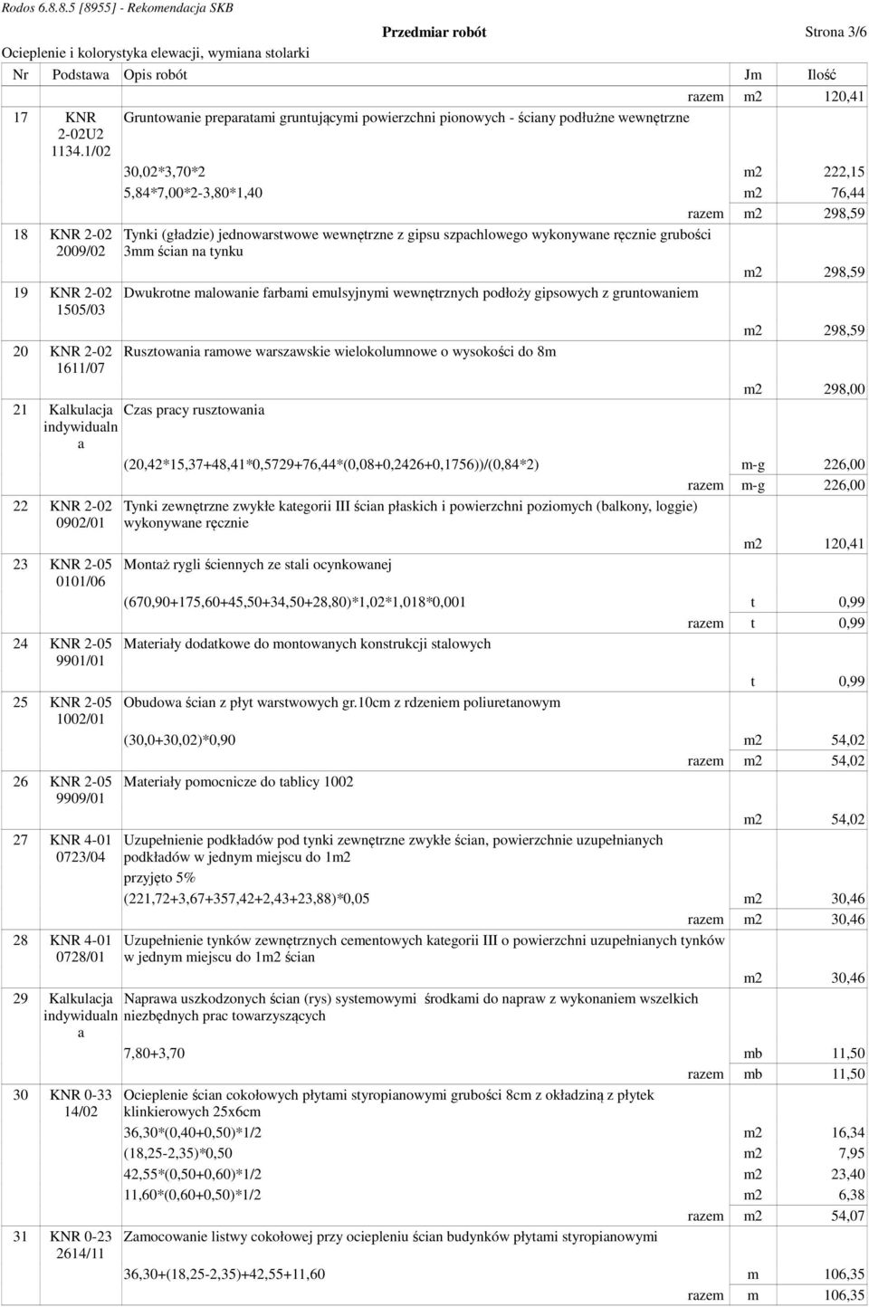 rzem m2 298,59 Tynki (głdzie) jednowrstwowe wewnętrzne z gipsu szpchlowego wykonywne ręcznie grubości 3mm ścin n tynku m2 298,59 Dwukrotne mlownie frbmi emulsyjnymi wewnętrznych podłoży gipsowych z