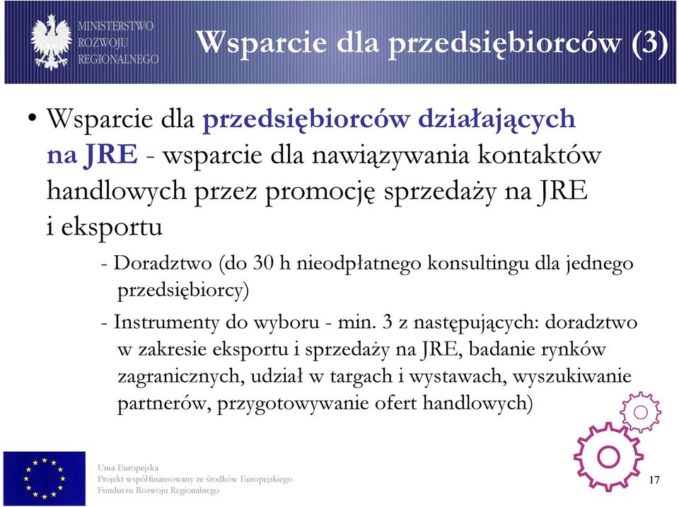 jednego przedsiębiorcy) - Instrumenty do wyboru - min.