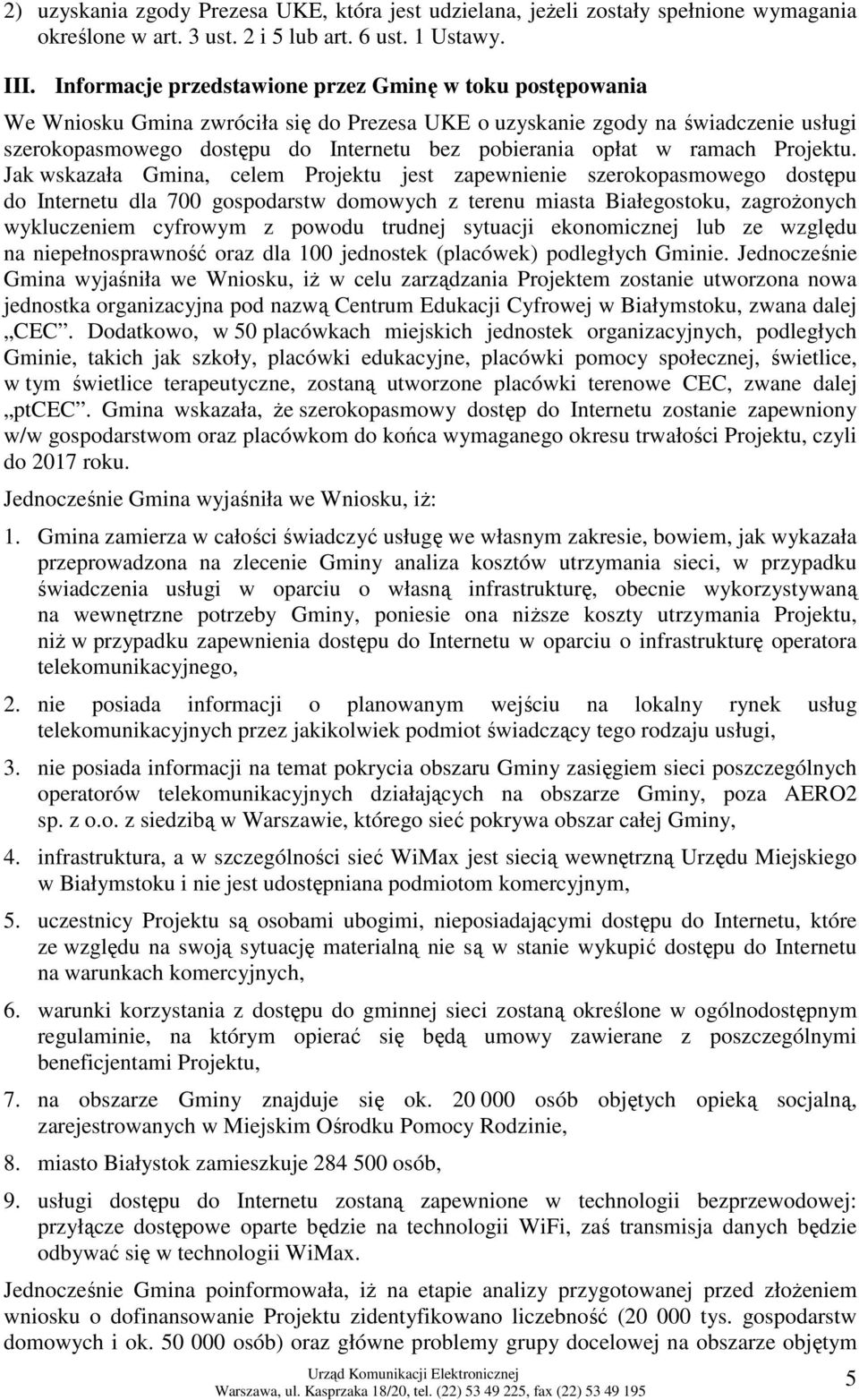 opłat w ramach Projektu.