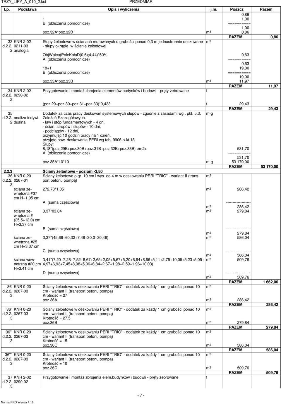 pomocnicze) ========== 9,00 poz.a*poz.b m,97 RAZEM,97 Przygoowanie i monaŝ zbrojenia elemenów budynków i budowli - pręy Ŝebrowane (poz.9+poz.