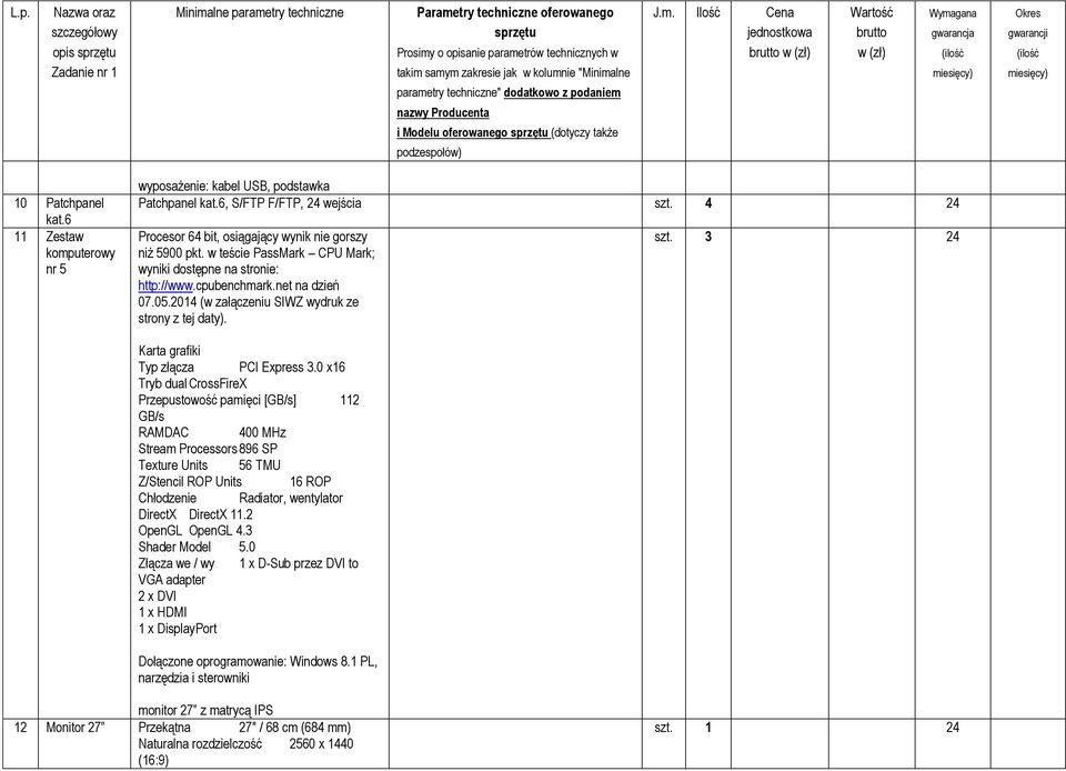 3 24 Karta grafiki Typ złącza PCI Express 3.