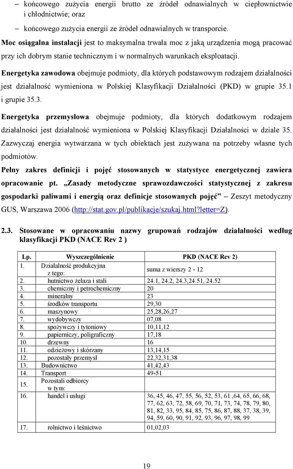 Energetyka zawodowa obejmuje podmioty, dla których podstawowym rodzajem działalności jest działalność wymieniona w Polskiej Klasyfikacji Działalności (PKD) w grupie 35