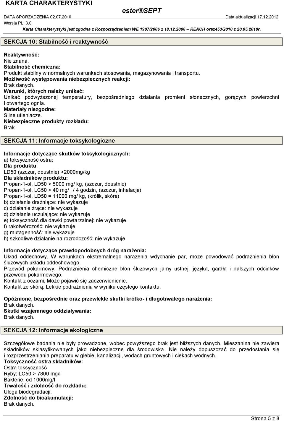 Materiały niezgodne: Silne utleniacze.