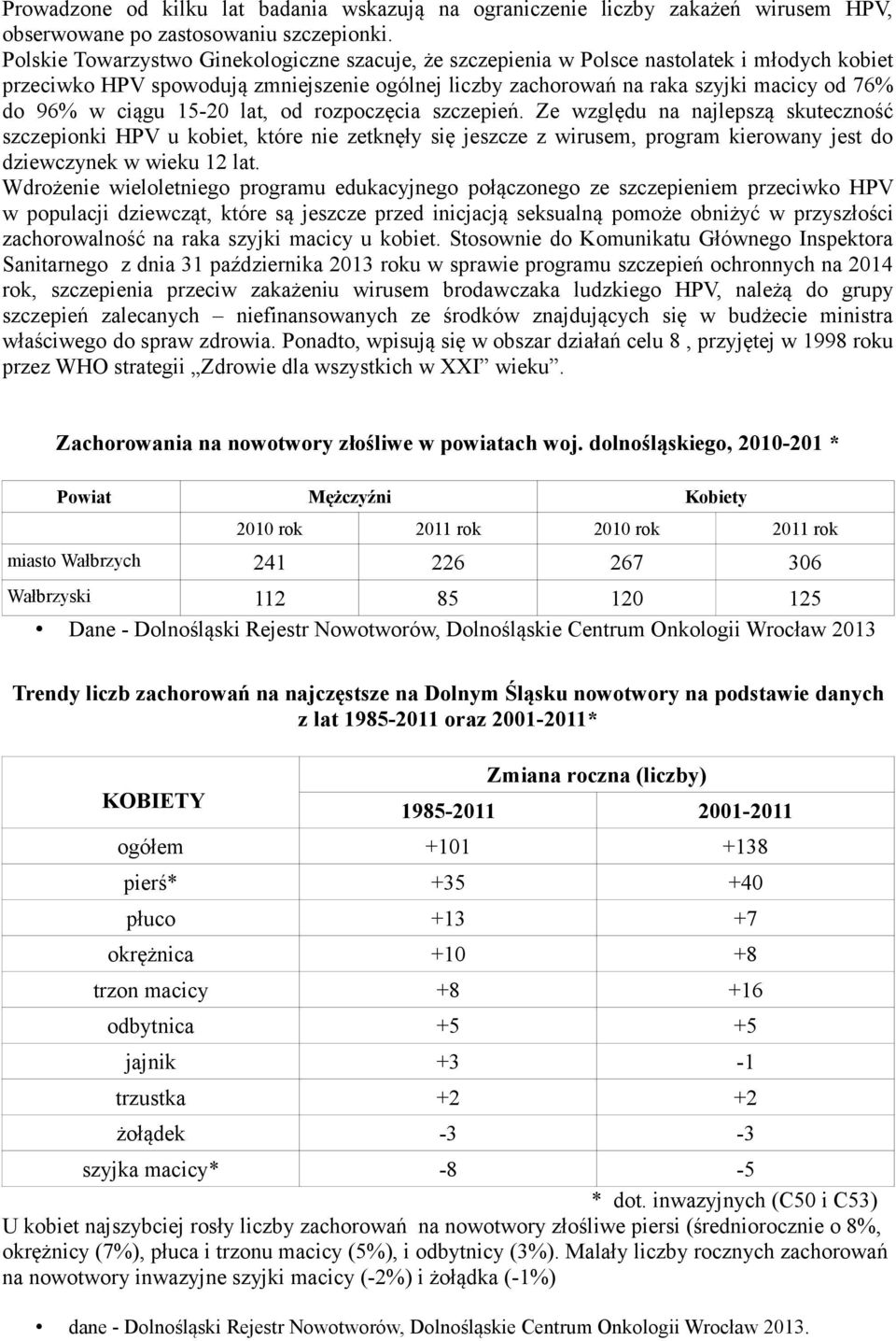 ciągu 15-20 lat, od rozpoczęcia szczepień. Ze względu na najlepszą skuteczność szczepionki HPV u kobiet, które nie zetknęły się jeszcze z wirusem, program kierowany jest do dziewczynek w wieku 12 lat.