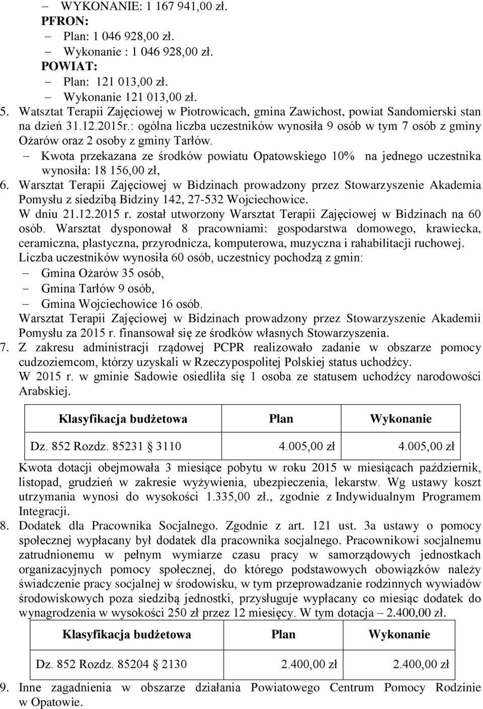 : ogólna liczba uczestników wynosiła 9 osób w tym 7 osób z gminy Ożarów oraz 2 osoby z gminy Tarłów.