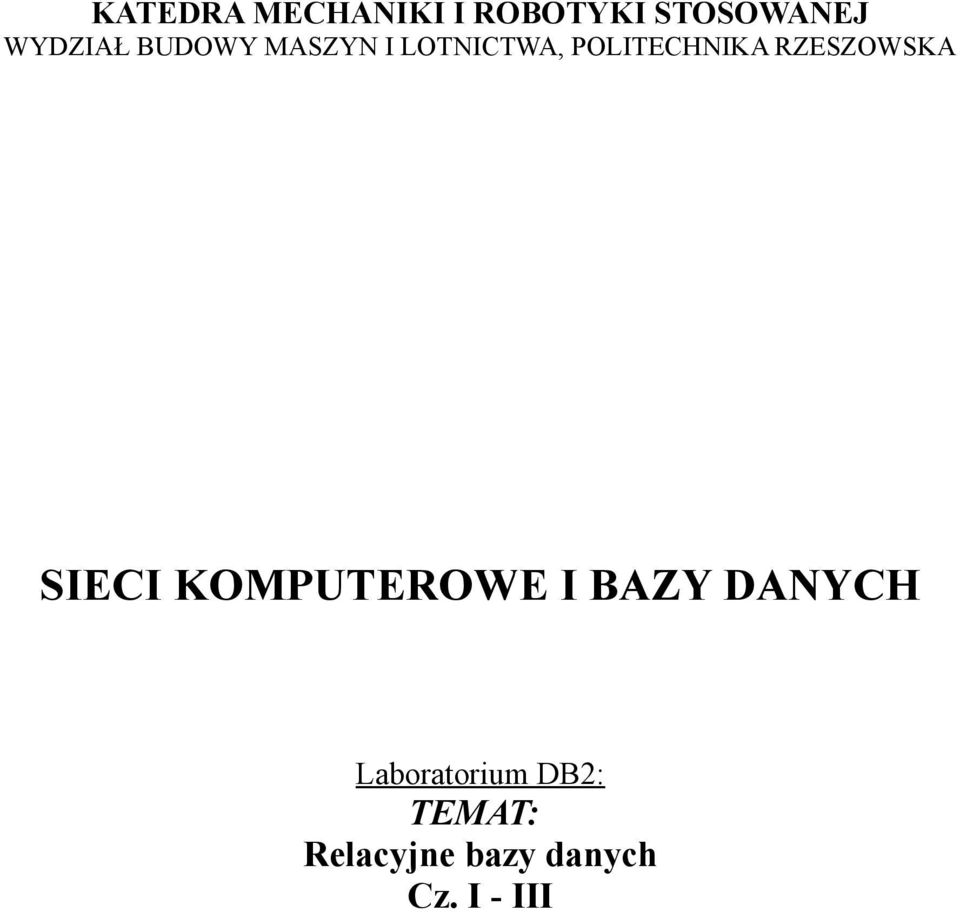 RZESZOWSKA SIECI KOMPUTEROWE I BAZY DANYCH